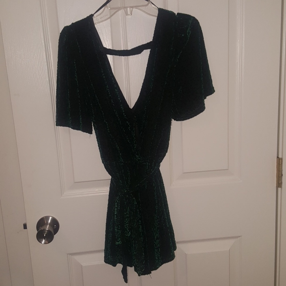 Green Velvet Romper